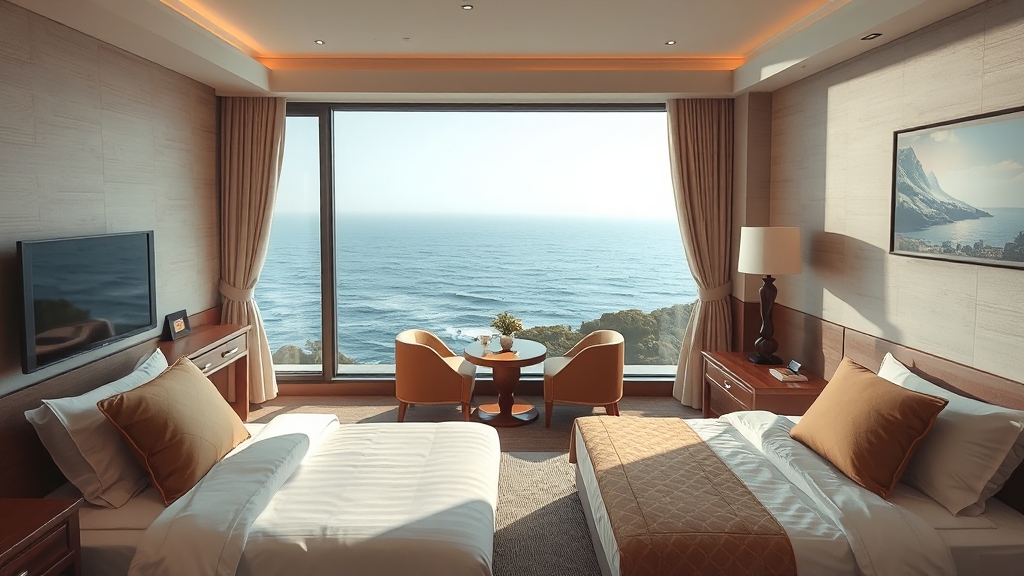 골프텔 숙소 및 편의시설 (realistic 스타일)