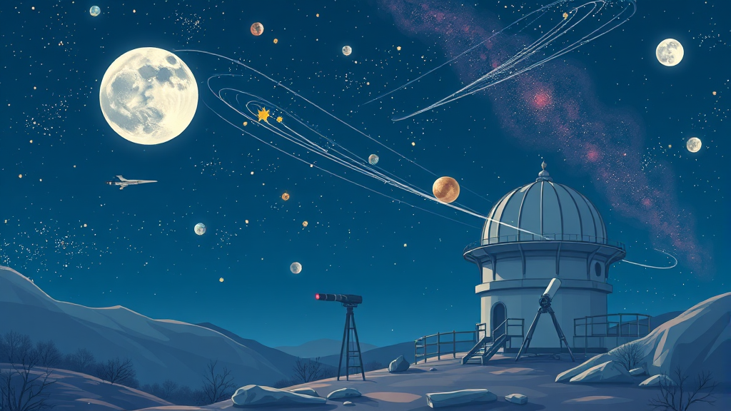 새로운 망원경으로 만나는 밤하늘의 신비 (illustration 스타일)
