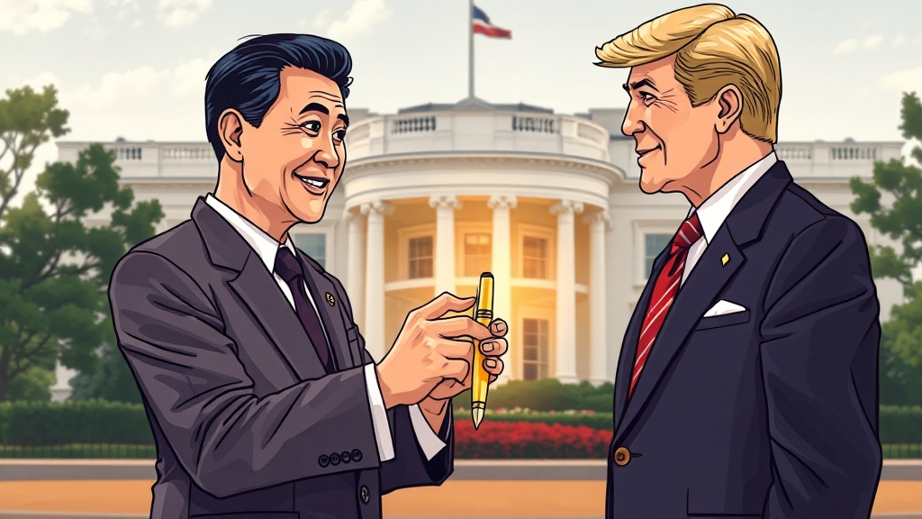 한미 정상회담, 제나일 인기 폭발 (cartoon 스타일)