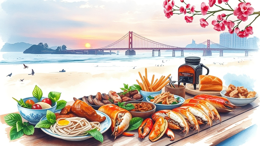 다낭 맛집 & 여행 정보: 현지인 추천 (watercolor 스타일)