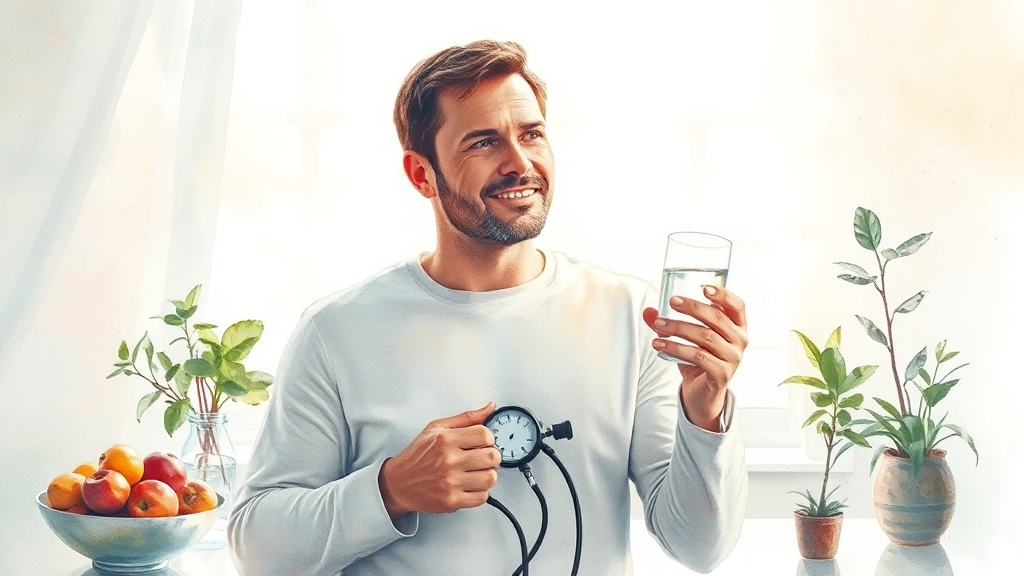 고혈압 환자 생활 습관 개선 (watercolor 스타일)