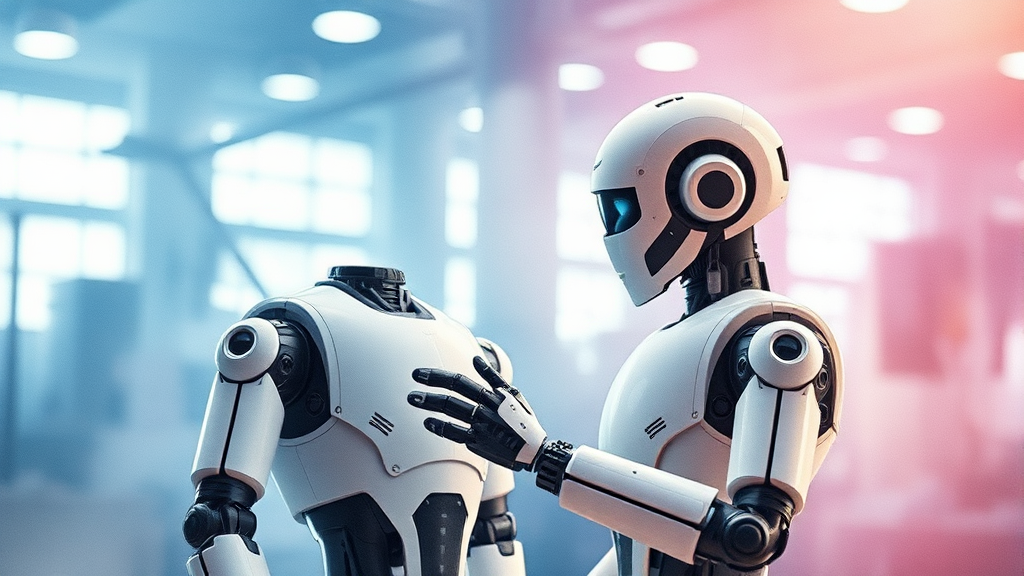 피지컬 AI와 휴머노이드 로봇: 인간과 함께 일하는 미래 (watercolor 스타일)