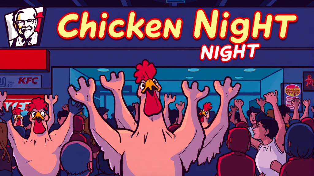 치킨나이트 이용 시 주의사항 (cartoon 스타일)