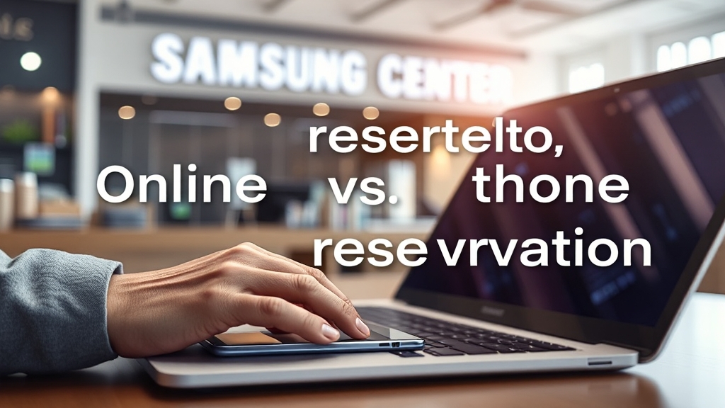 서비스센터 예약: 온라인 vs 전화 (realistic 스타일)