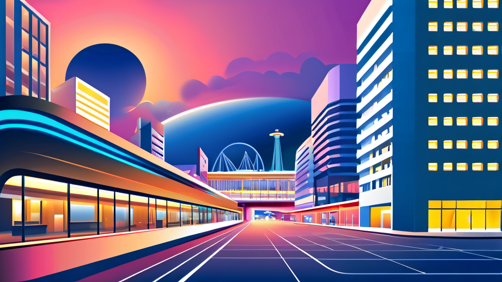 놀이공원 바로 앞! 편리한 위치와 접근성 (illustration 스타일)