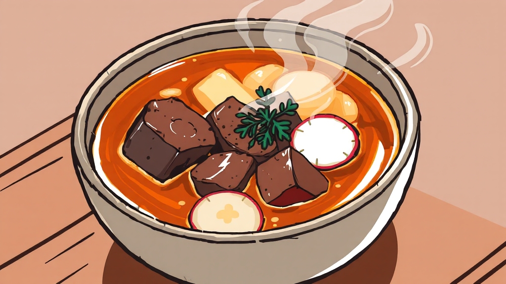 토란국 재료 준비 (cartoon 스타일)