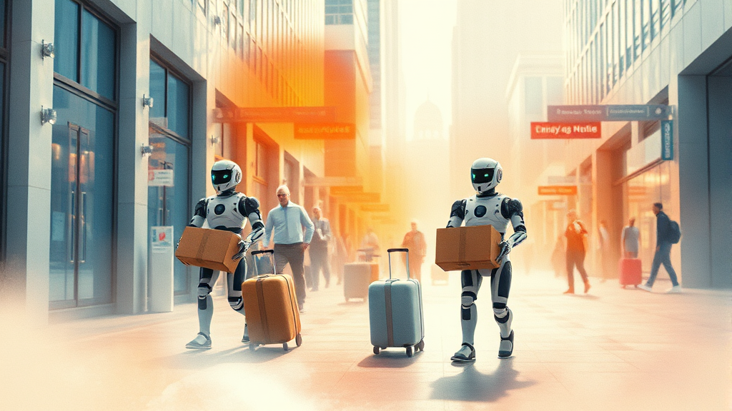 휴머노이드 로봇의 활용 분야 (watercolor 스타일)