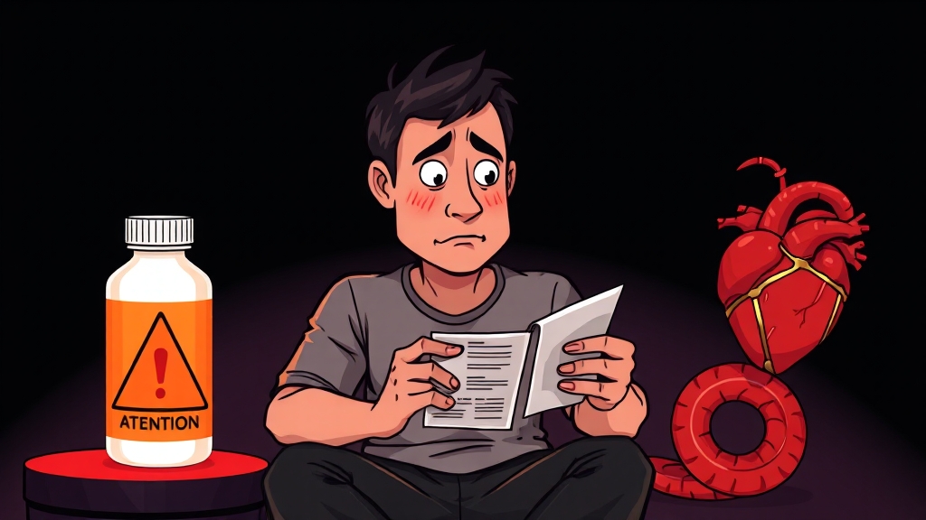 발기부전 치료제, 부작용과 주의사항 (cartoon 스타일)