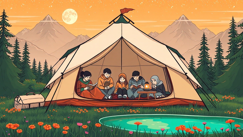 실제 캠핑 경험 공유 (illustration 스타일)