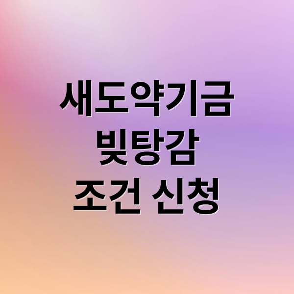 새도약기금
빚탕감
조건 신청 (새도약기금 신청 빚 탕감 조회)