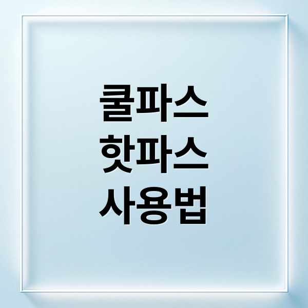 쿨파스
핫파스
사용법 (쿨파스 핫파스 차이)