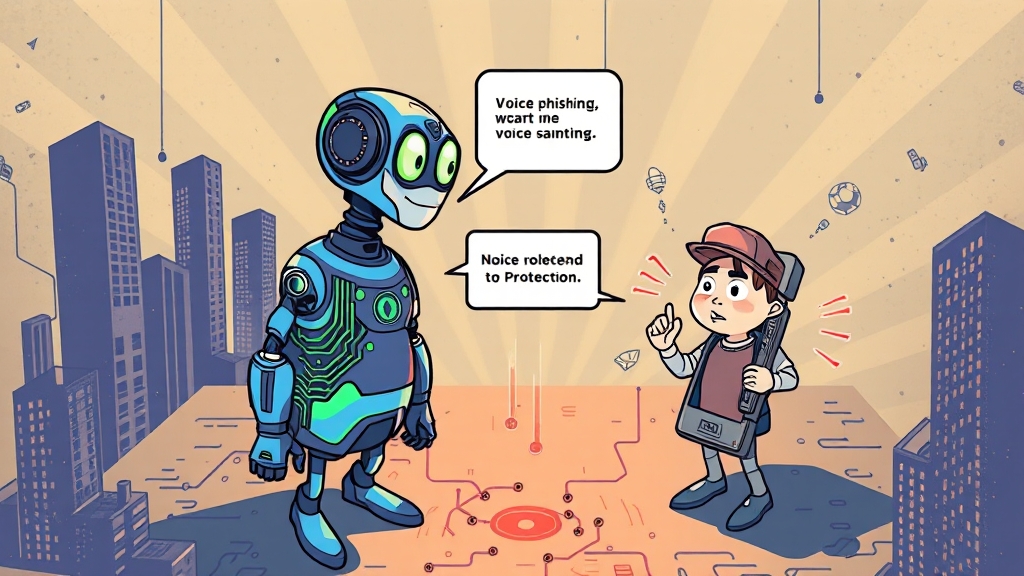 보이스피싱 감지 AI 기술 (cartoon 스타일)