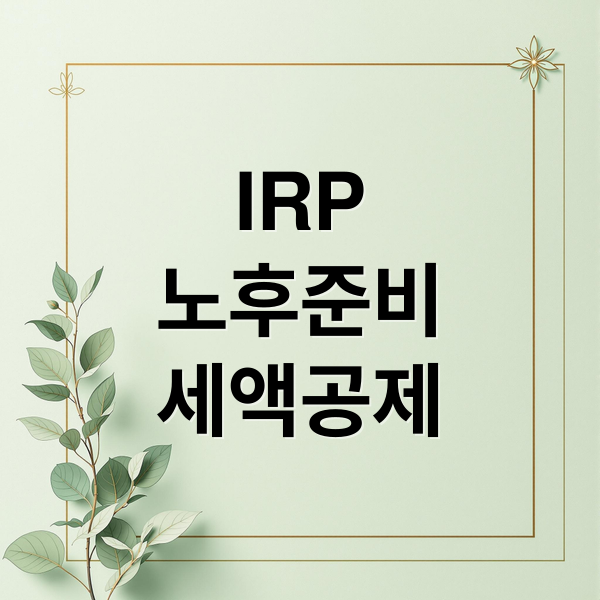 IRP
노후준비
세액공제 (IRP 세액공제 한도 상향 2026년)
