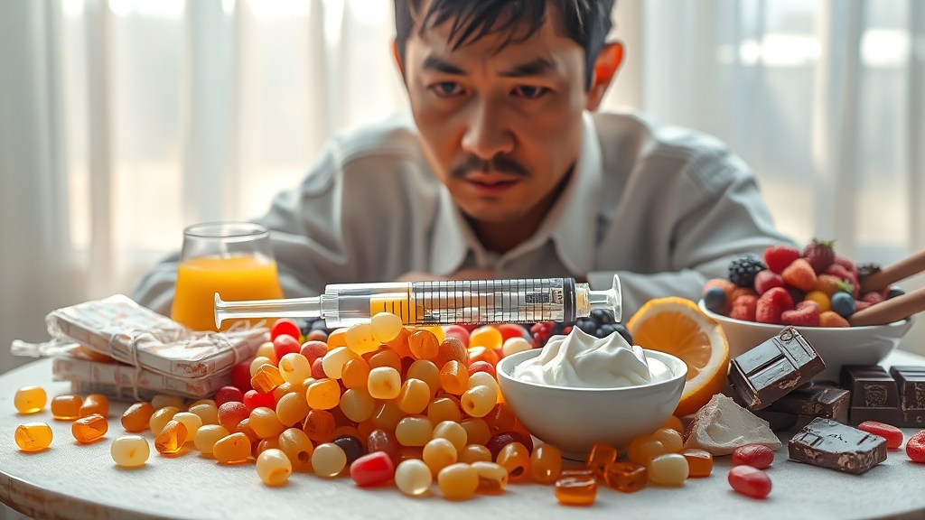 저혈당 발생 시 섭취해야 할 음식과 피해야 할 음식 (realistic 스타일)