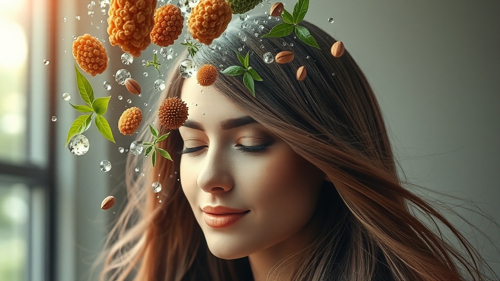 흰머리 예방 핵심 성분 (realistic 스타일)