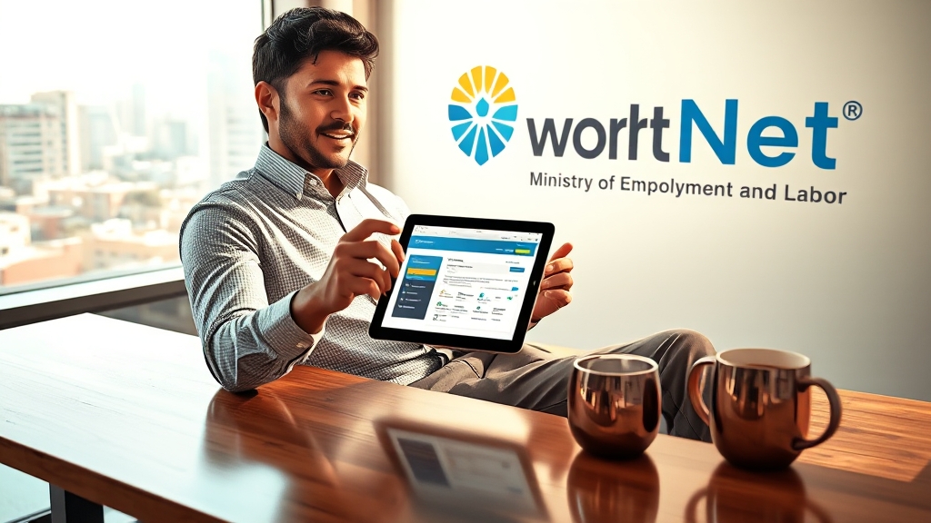 실업급여 수급자와 워크넷 (realistic 스타일)