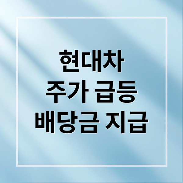 현대차
주가 급등
배당금 지급 (현대차 배당금)