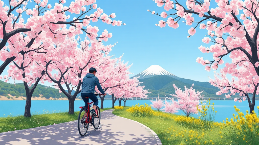 보문단지: 경주 벚꽃의 중심 (illustration 스타일)