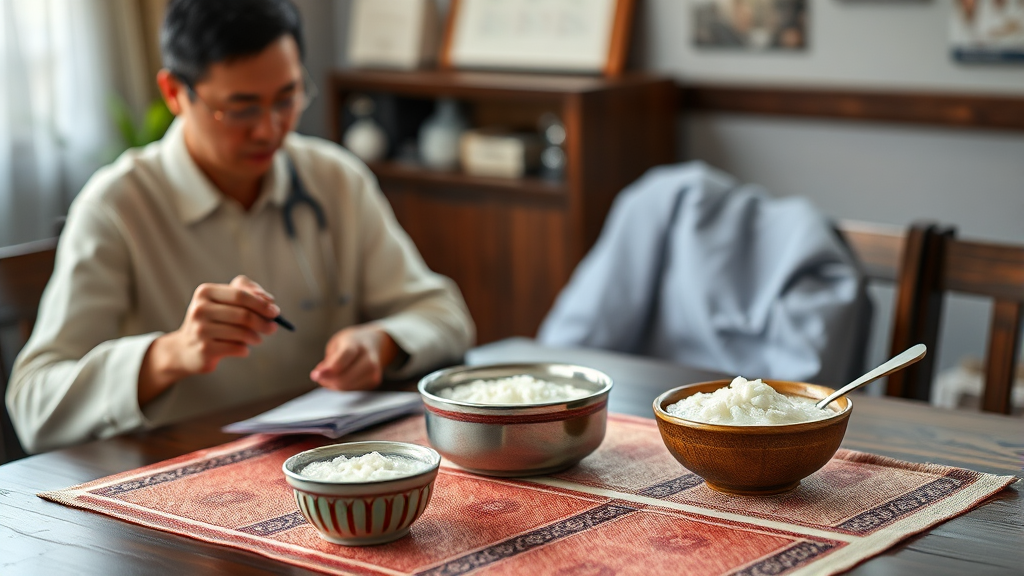 검진 전 식사 메뉴 (realistic 스타일)