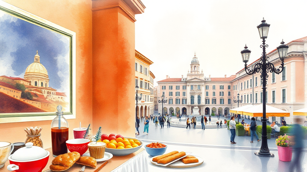 맛있는 로마 여행의 시작, 조식 탐방 (watercolor 스타일)