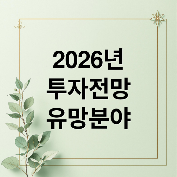 2026년
투자전망
유망분야 (2025년 투자 결산 2026년 투자 전략)