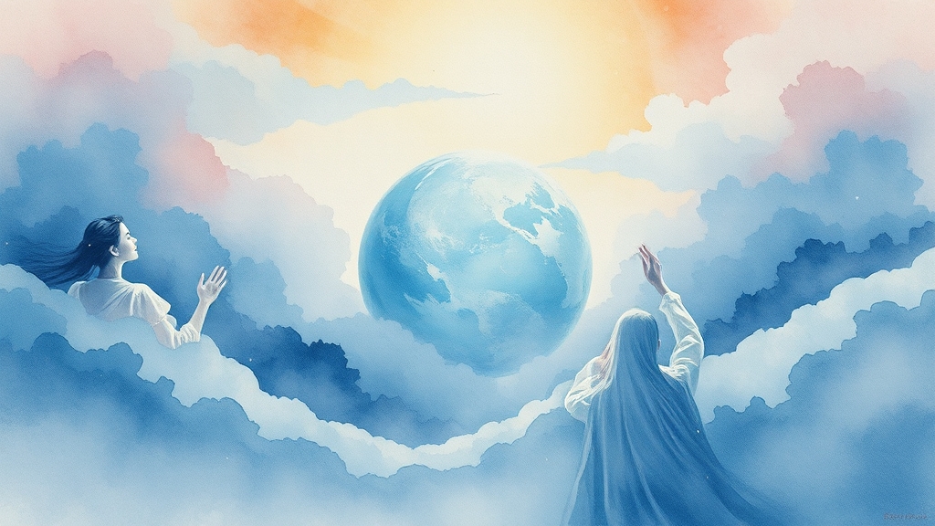 2050 탄소 중립 목표 추진 (watercolor 스타일)