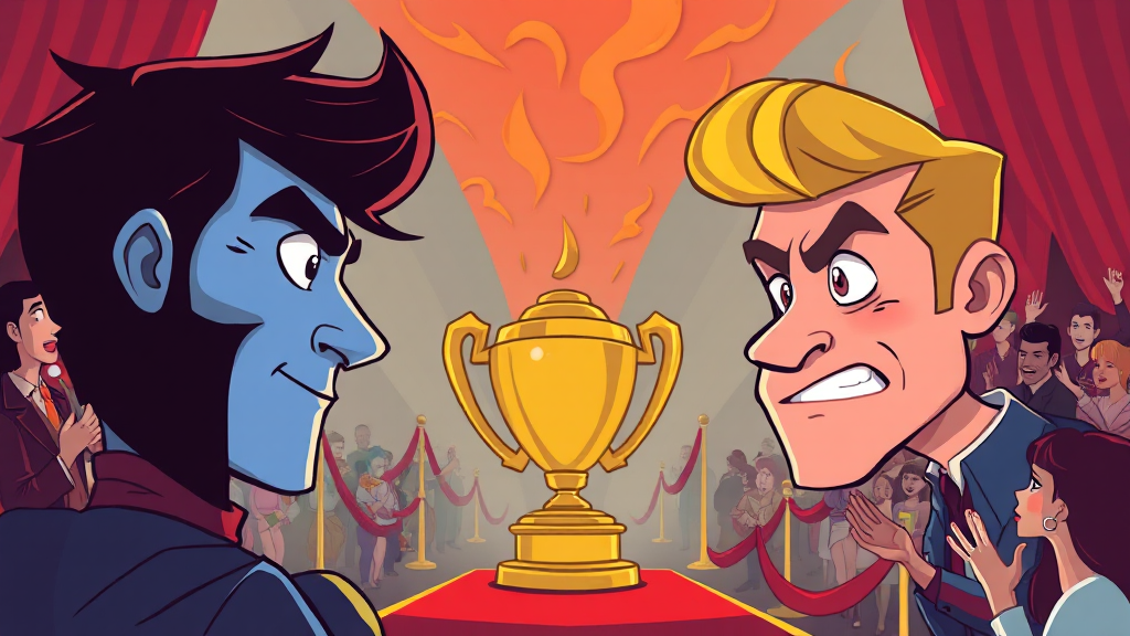 배우들의 연기 대결 (cartoon 스타일)