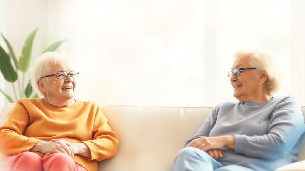 스마트홈케어와 커뮤니티 기반 주거 생태계: 어르신들의 편안한 일상 (watercolor 스타일)