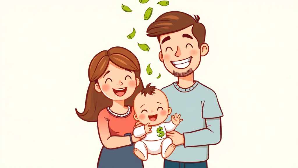 육아휴직 급여 인상 & 혜택 (cartoon 스타일)