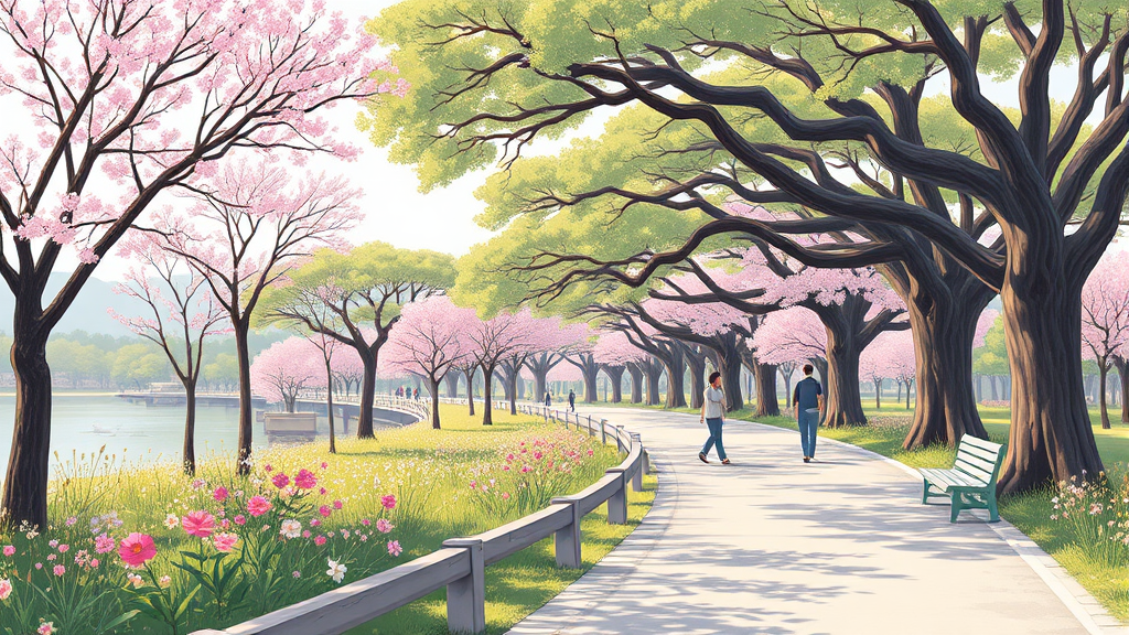 서울 도심 속 봄의 전령, 서울숲 (illustration 스타일)