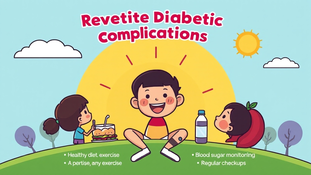 당뇨 합병증 예방 및 관리 방법 (cartoon 스타일)