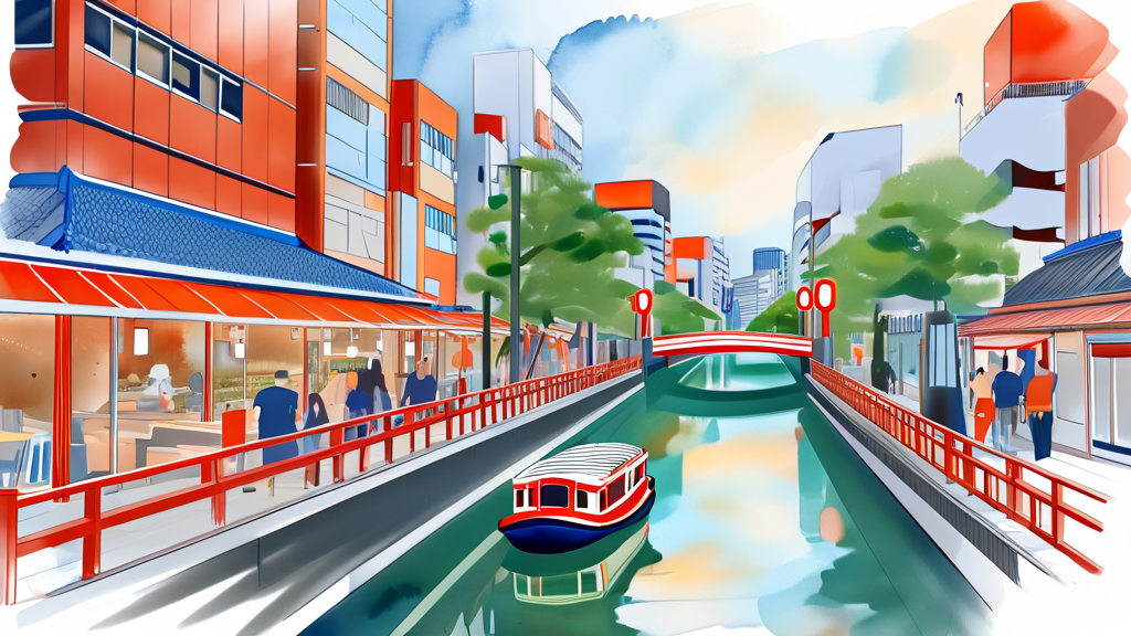 난바 토요코인 호텔 주변 맛집 탐방 (watercolor 스타일)