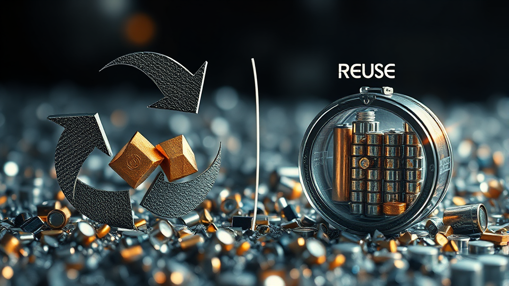폐배터리 재활용 기술의 핵심: 재활용과 재사용 (realistic 스타일)