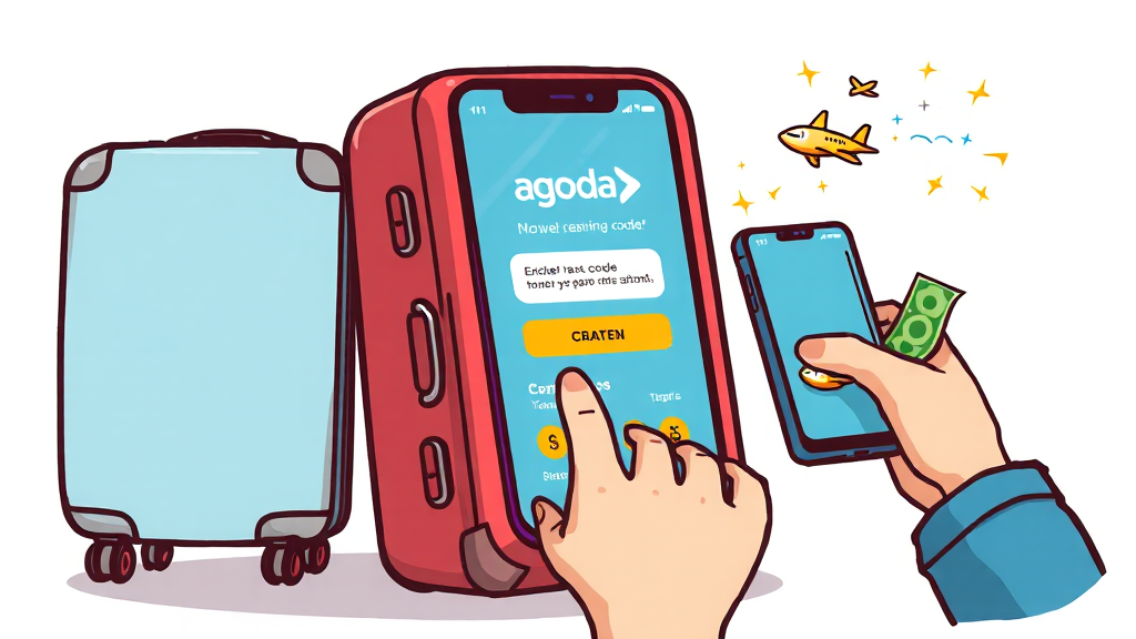 아고다 할인코드 적용 방법 상세 안내 (cartoon 스타일)