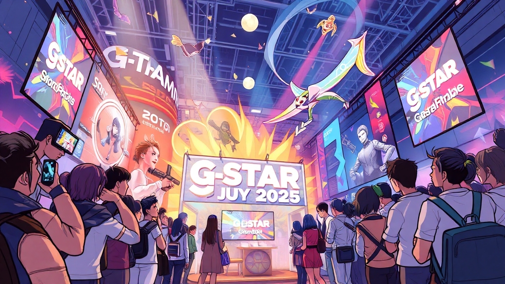 지스타 2025 신작 게임 체험 (cartoon 스타일)