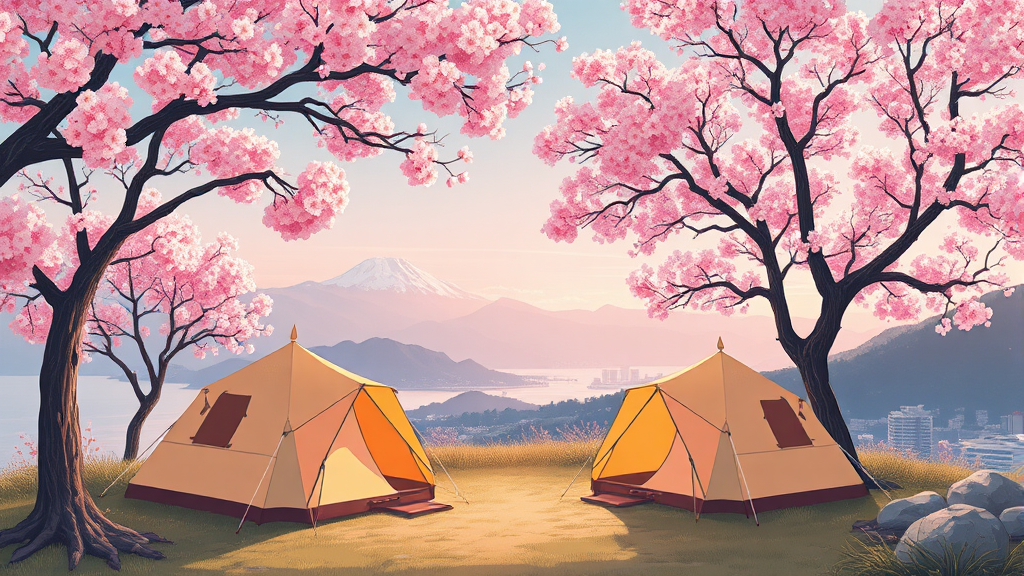 전국 벚꽃 명소 캠핑장 추천 TOP 7 (illustration 스타일)