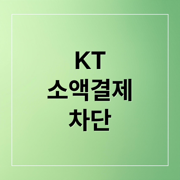 KT
소액결제
차단 (KT 소액결제 원천 차단)