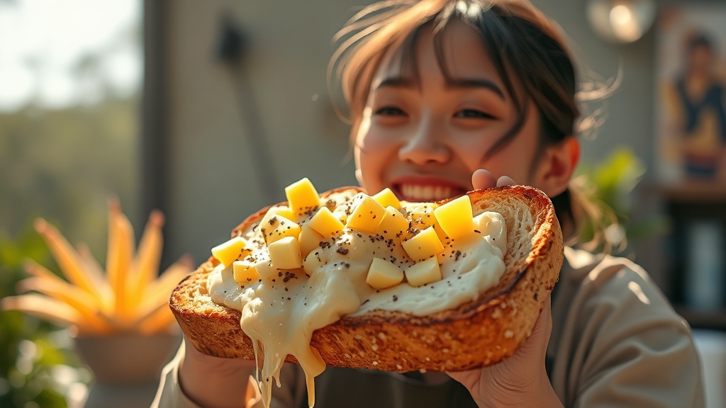 김풍 치즈 토스트 소개 (realistic 스타일)