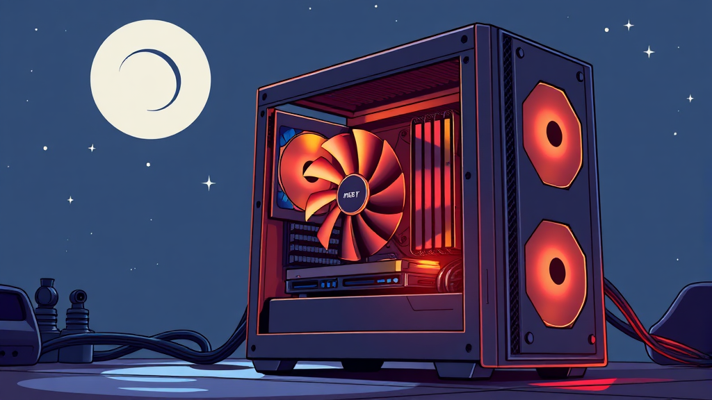 파워 서플라이 & 케이스: 안정성과 쿨링 효율 고려 (illustration 스타일)