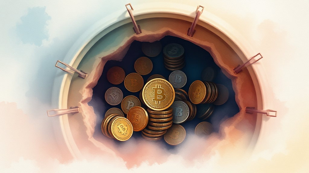 유출 자산 및 피해 규모 (watercolor 스타일)