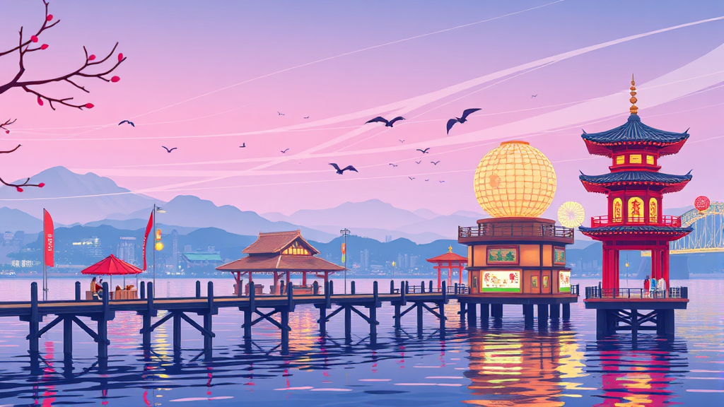 한강을 즐기는 다채로운 체험 (illustration 스타일)