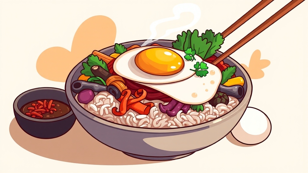 비빔밥, 혈당에 미치는 영향 (illustration 스타일)