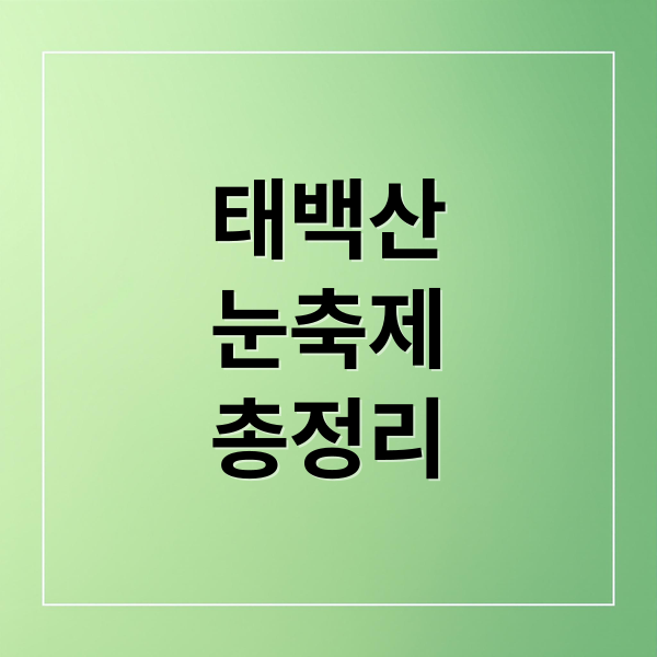 태백산 눈축제 총정리 (2026 태백산 눈축제)