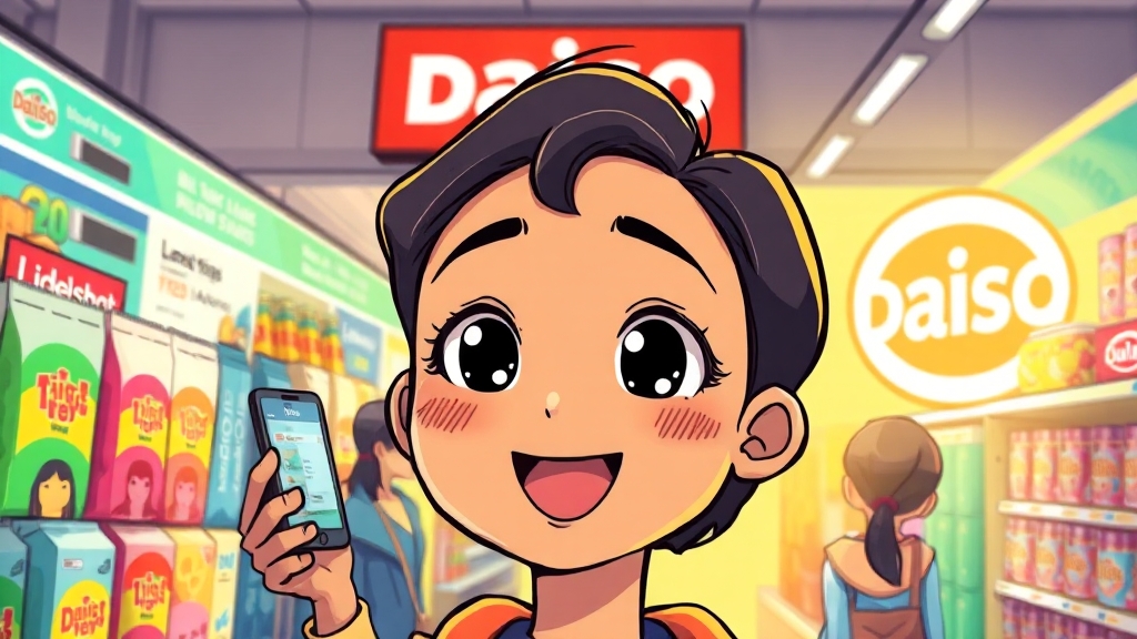 다이소 인기 상품 재고조회 (cartoon 스타일)