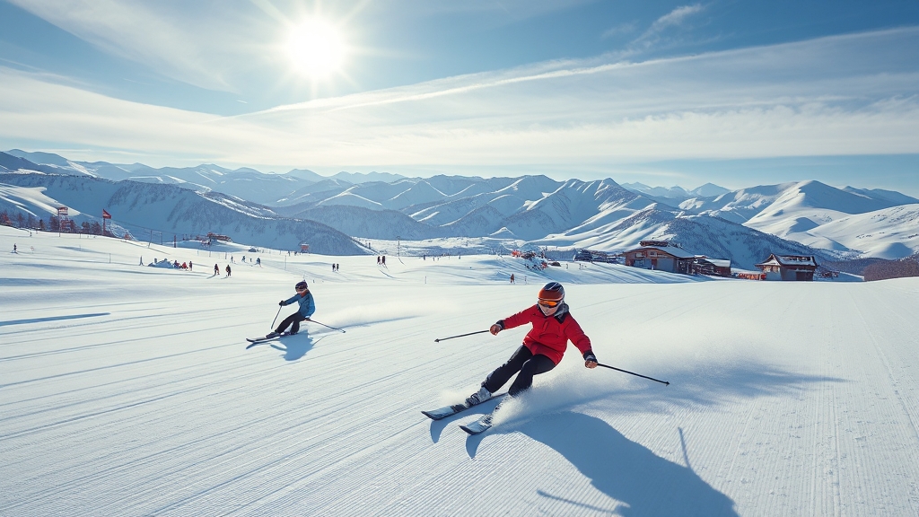 스키와 눈썰매, 겨울 액티비티 천국 (realistic 스타일)