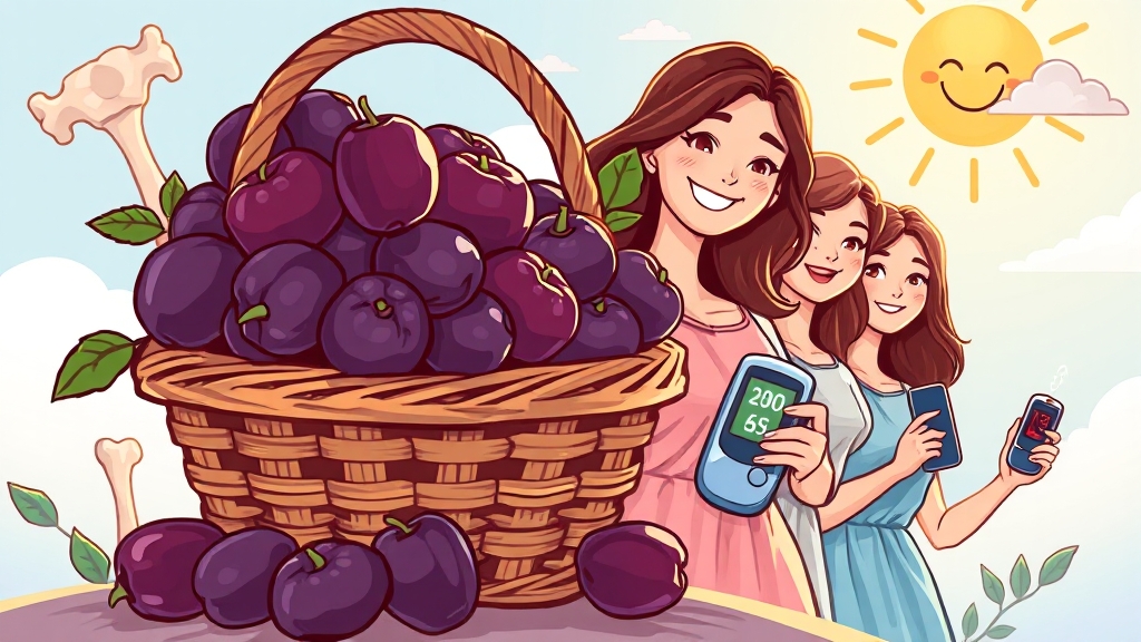 뼈 건강, 항산화, 혈당 조절까지! (cartoon 스타일)