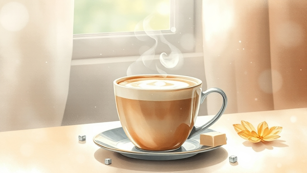 혈당 관리, 카페라떼 즐기는 법 (watercolor 스타일)