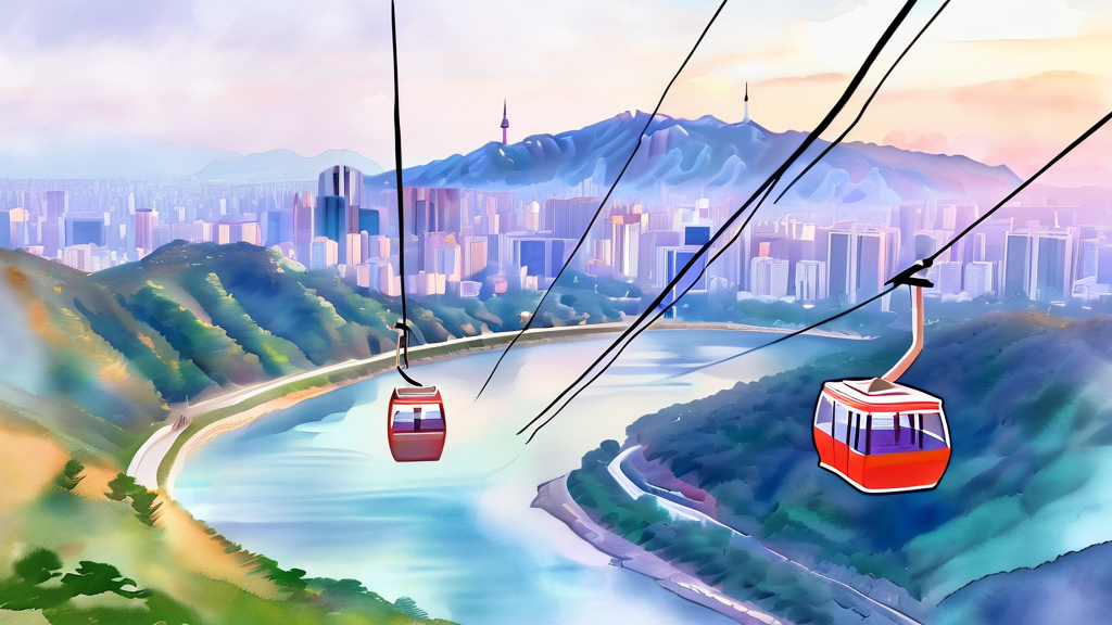 남산 케이블카: 편리하게 남산 정상 가는 방법 (watercolor 스타일)