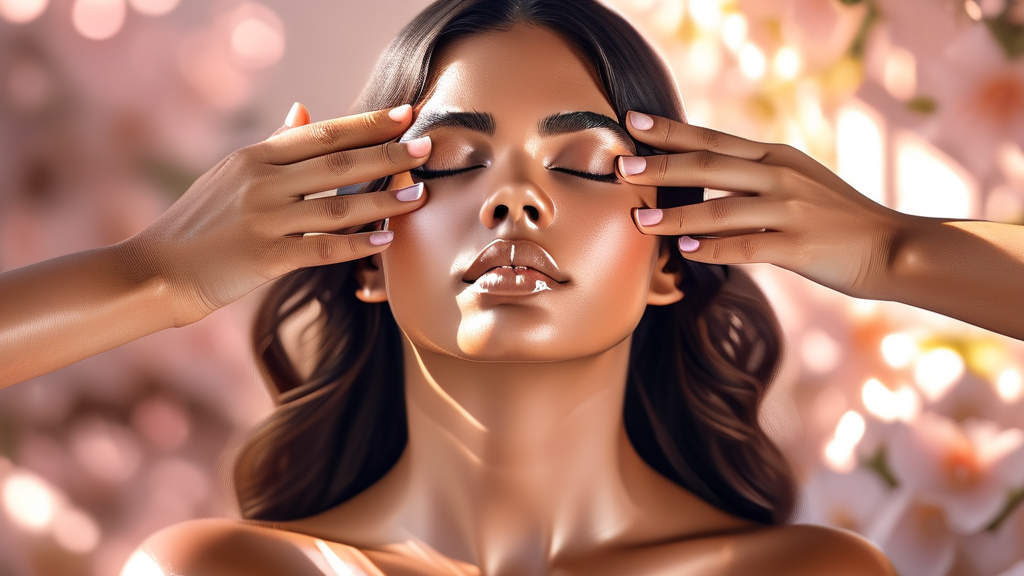 얼굴 붓기 완화를 위한 림프 마사지 핵심 원리 (realistic 스타일)