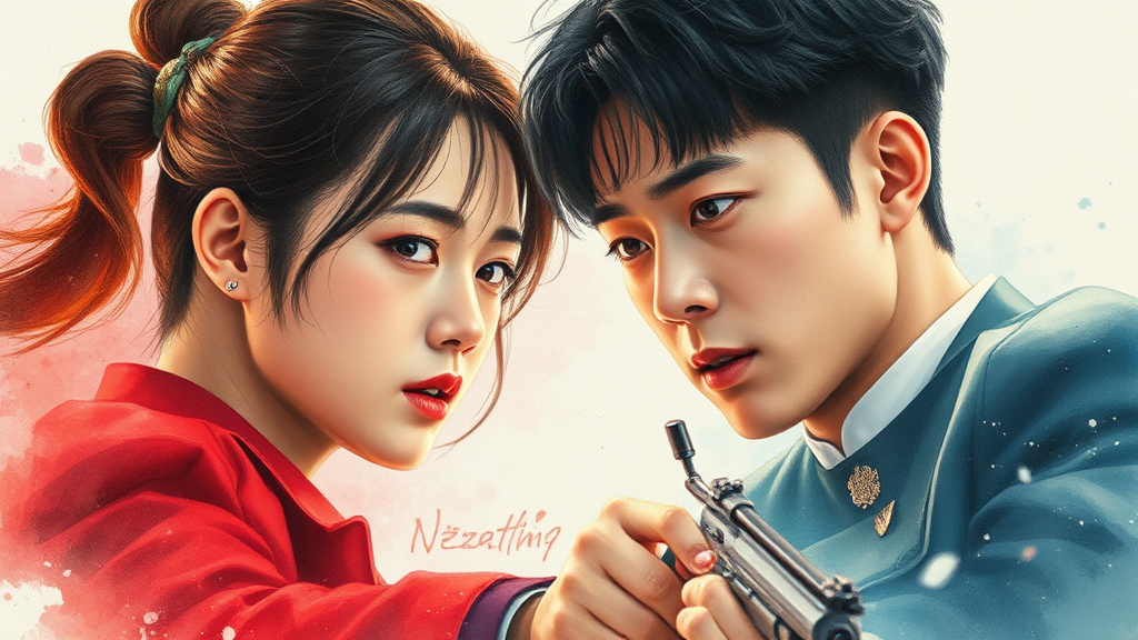 주요 등장인물: 건우, 우진, 그리고 새로운 얼굴들 (watercolor 스타일) (재시도)